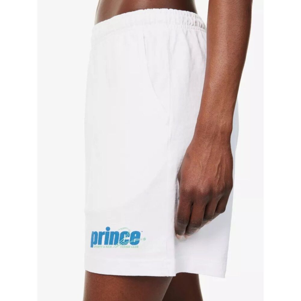 NWT Sporty & Rich x Prince Collab Cotton Jersey Shorts in White size S